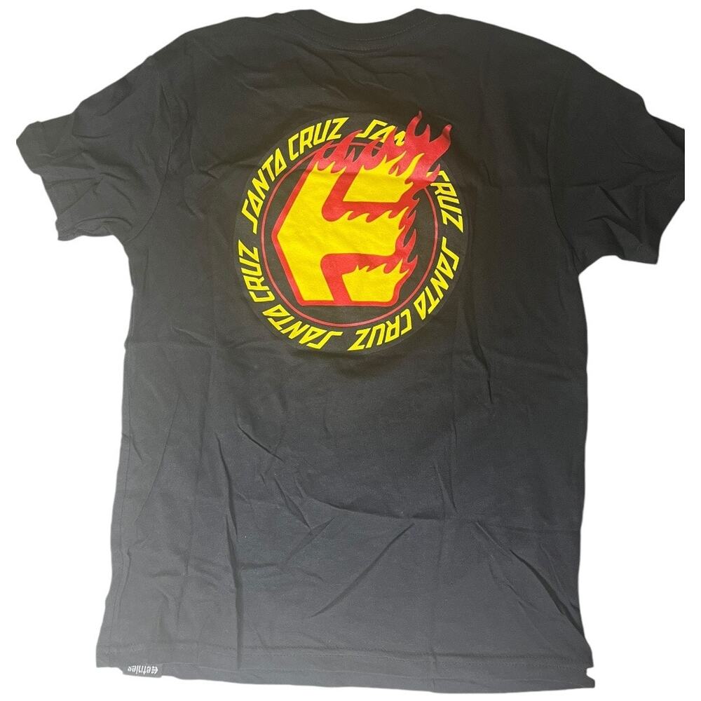 Etnies Santa Cruz black fire red yellow graphic short sleeve tee Boys Medium NWT
